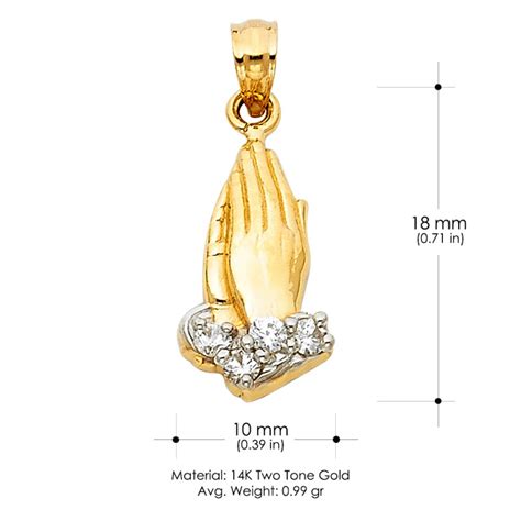 14K Gold Praying Hands Religious Pendant