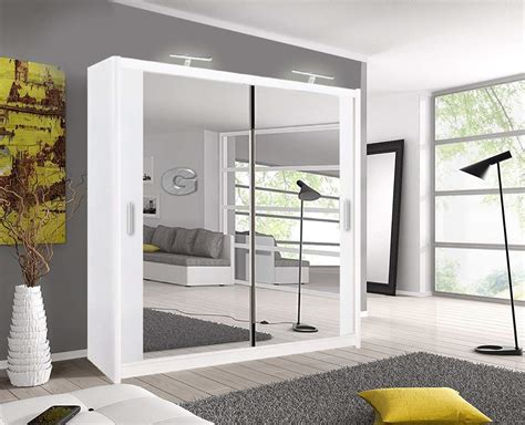 Home & Kitchen Home Checo Ltd MODERN 183cm WIDE SLIDING 2 DOORS WARDROBE With Leds