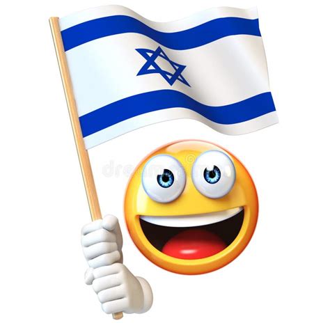 Emoji Holding Israel Flag, Emoticon Waving National Flag of Israel 3d Rendering Stock ...