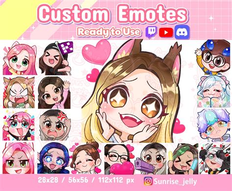 Custom Emotes / Twitch Emoji for Streamer / Twitch / Discord / Youtube / Cute Chibi Anime Style ...