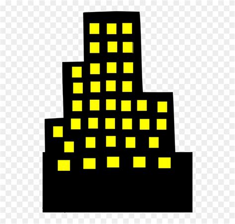 Architecture Clipart Downtown - Black Building With Yellow Windows - Free Transparent PNG ...