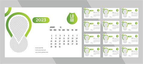 Desktop Monthly Photo Calendar 2023. Simple monthly horizontal photo ...