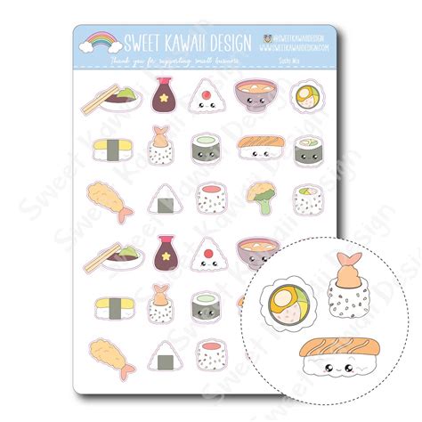 Kawaii Sushi Stickers (mix) – Sweet Kawaii Design