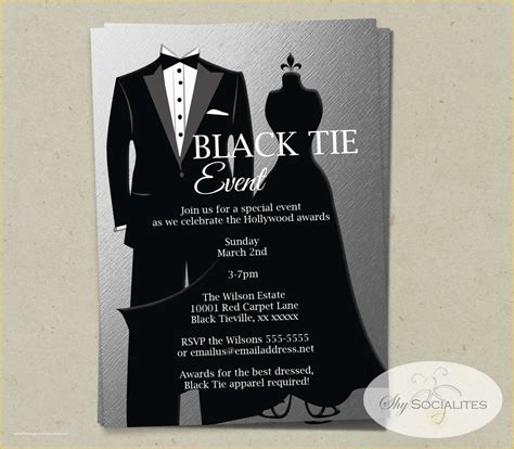 Black Tie event Invitation Free Template Of Silver Black Tie Invitation ...