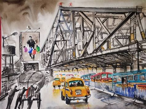 Howrah Bridge and Calcutta Nostalgia Painting | Howrah, Calcutta ...