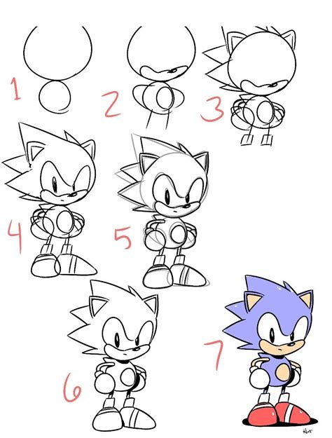 How to draw Sonic with a pencil step by step - All about tattoo