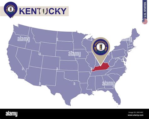 Kentucky State on USA Map. Kentucky flag and map. US States Stock Vector Image & Art - Alamy