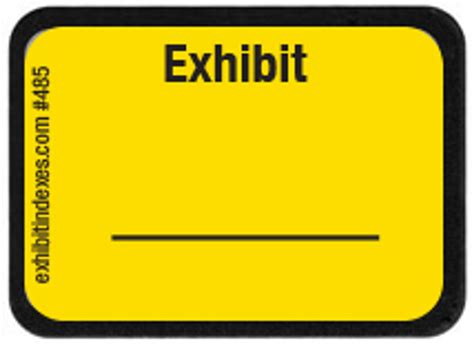 Exhibit Labels Bright Yellow #485 - ExhibitIndexes.com