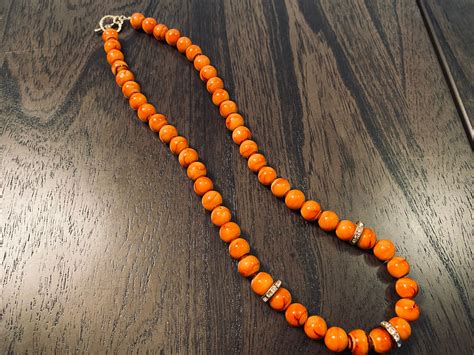 Orange Beaded Necklace | Etsy