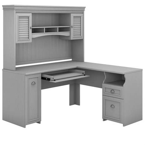 Bush Furniture - Fairview 60W L Shaped Desk with Hutch in Cape Cod Gray - FV004CG
