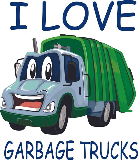 Truck I Love Garbage Trucks Cartoon Decors Wall Sticker Art Design ...