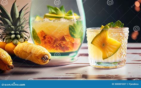 Pineapple and Coconut Drink Stock Illustration - Illustration of citrus, pineapple: 300001837