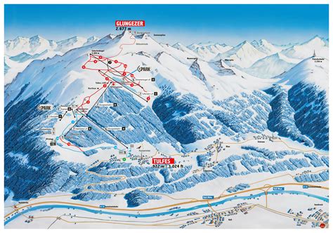 Large detailed piste map of Glungezer, Innsbruck Ski Resort | Tyrol ...