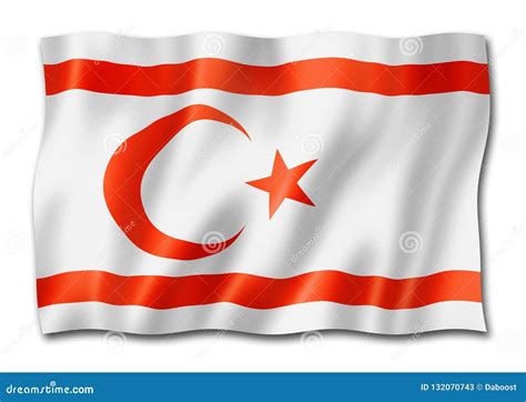 Northern Cyprus Flag Isolated on White Stock Illustration - Illustration of rippled, banner ...