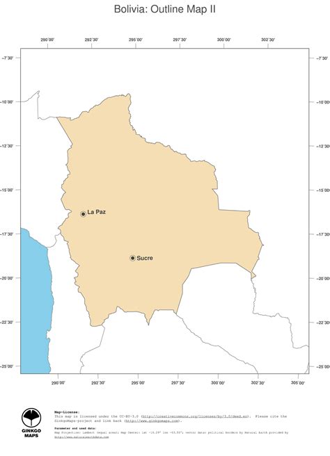 Map Bolivia; GinkgoMaps continent: South America; region: Bolivia