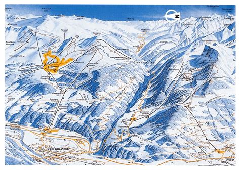 Large detailed piste map of Zell am Ziller ski area, Zillertal Valley ...