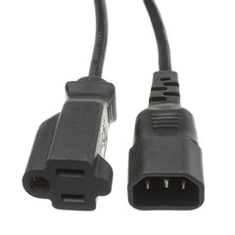 Power Cord, C13 Male / NEMA5/15R, UL, Black, 1' - Compatible Cable Inc