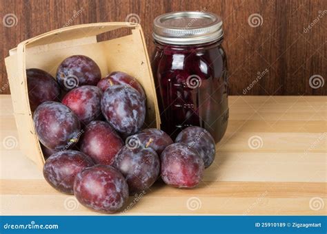 Prune Plums with Jar of Jam Stock Image - Image of healthiness, freshness: 25910189