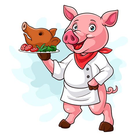 chef pig cartoon carrying roast pork 17319951 Vector Art at Vecteezy