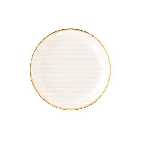 Pink Striped Dessert Plates with Gold Edge | EnFete