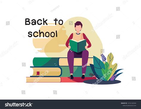 Welcome Back School Flat Cartoon Illustration Stock Vector (Royalty Free) 1416120344 | Shutterstock