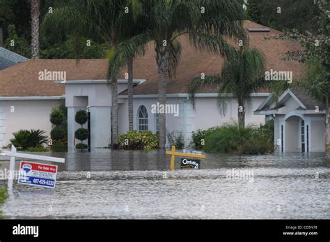 Aug 27, 2008 - Debary, Florida, USA - Homes are inundated with water on a neighborhood street ...