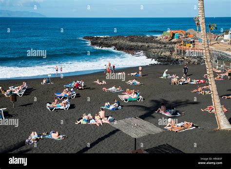 La Arena beach, Puerto de Santiago, Tenerife, Canary Islands, Spain ...