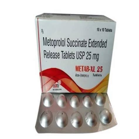 METAB-XL Metoprolol Succinate Extended Release Tablets USP 25mg Tablets, Packaging Type: Box at ...