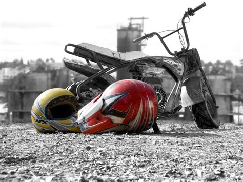 2 motocross helmets and minibike free image | Peakpx