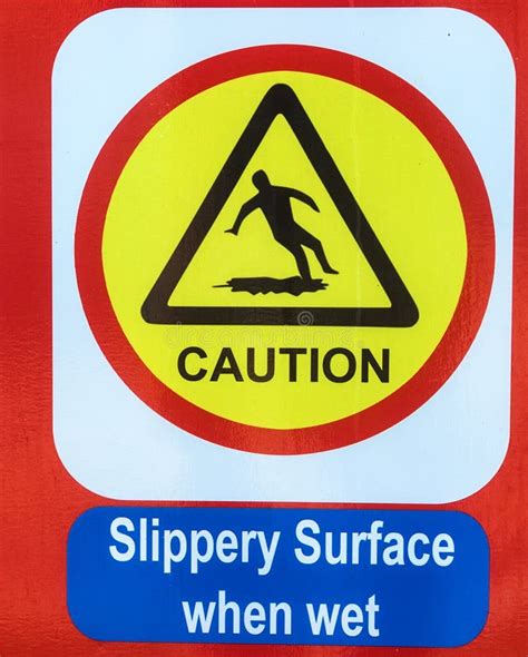 Warning Sign For A Slippery Road Surface Stock Image - Image of warm ...