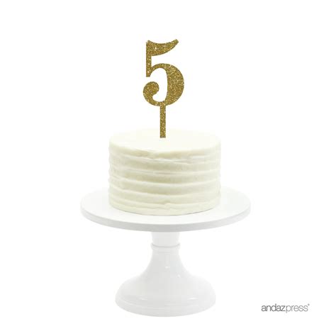 Gold Glitter Number 5 Acrylic Birthday Cake Topper - Walmart.com