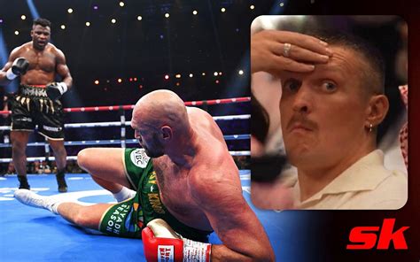 Oleksandr Usyk's expression of utter shock as Tyson Fury gets dropped ...