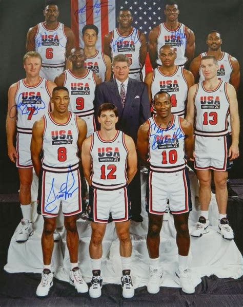 1992 Team USA "Dream Team" Multi-Signed 16x20 Photo with (7) Signatures Including Larry Bird ...