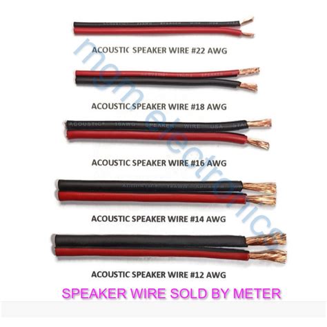 1METER ACOUSTIC Speaker Wire AWG 22, 18, 16, 14, 12 RED/BLACK Heavy ...