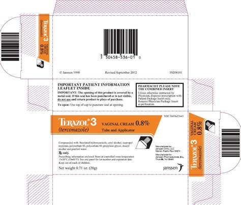 Terazol - FDA prescribing information, side effects and uses