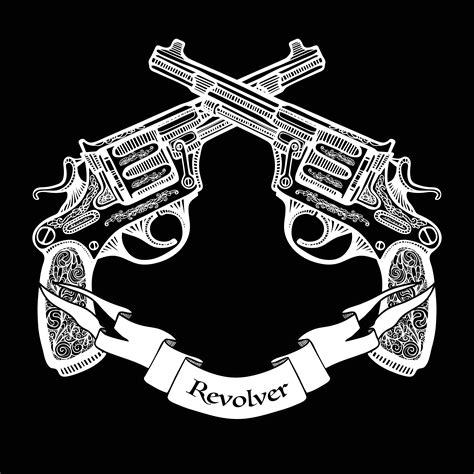 Hand Drawn Crossed Pistols With Ribbon 467113 Vector Art at Vecteezy