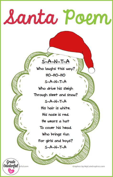 Free Christmas Poem Printable » Grade Onederful | Christmas poems, Poetry for kids, Poems