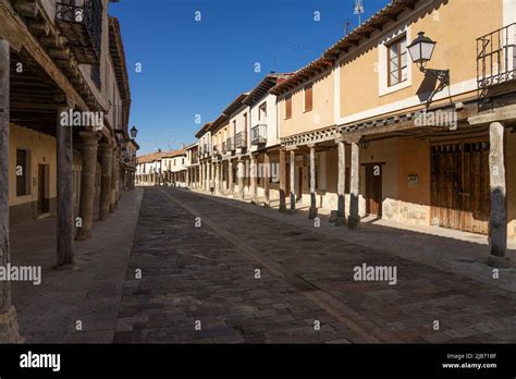 Streets with a traditional Castilian architecture with its houses with ...