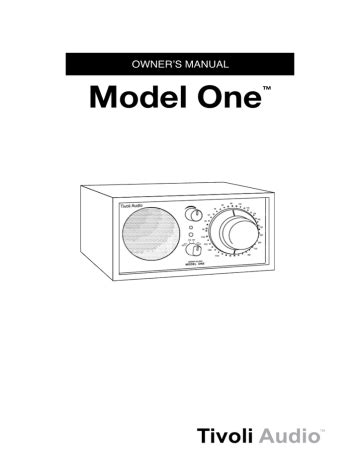 Tivoli Audio Model One El manual del propietario | Manualzz