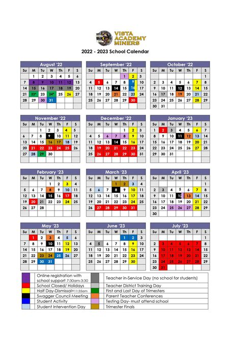 Vista Academy » Calendar