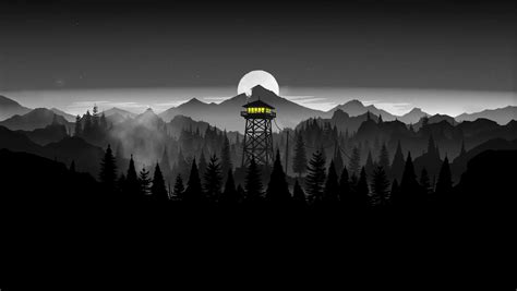 Firewatch Tower Animated - Black & White Landscape Wallpaper ...