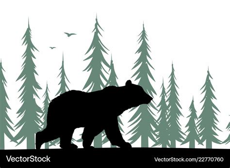 Bear silhouette with forest Royalty Free Vector Image