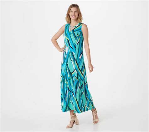 "As Is" Susan Graver Petite Printed Liquid Knit Sleeveless Maxi Dress ...