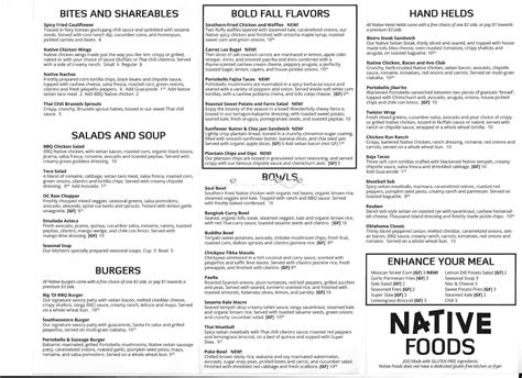 Native Foods Cafe Chicago Menu (Scanned Menu With Prices)