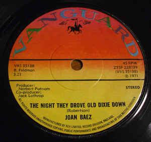 Joan Baez - The Night They Drove Old Dixie Down (1971, Solid Center , Vinyl) | Discogs