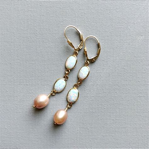 Opal Earrings White Opal Earrings Opal Earrings Gold 14k | Etsy