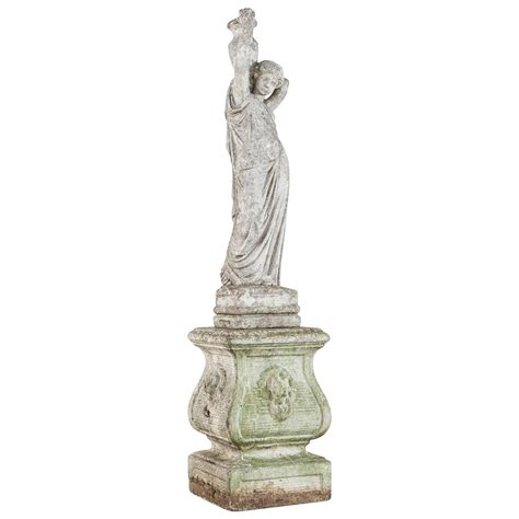 Antique French Classical Greek Female Stone Garden Statue For Sale at 1stdibs