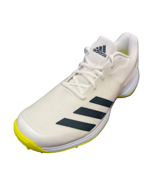 adidas 22YDS White Yellow Spike Cricket Shoes-Montreal Cricket Store Canada