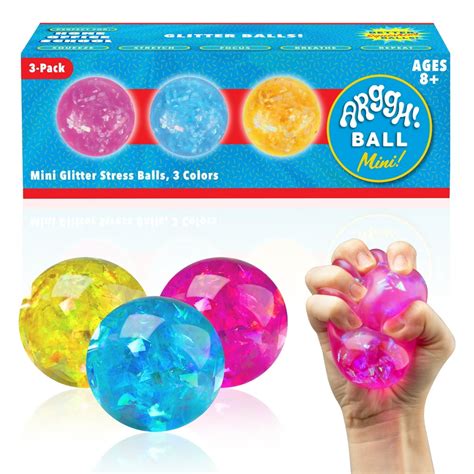 Mini Fidget Squishy Glitter Balls| Stress Reducing Anxiety Relieving Balls for Kids and Adults ...