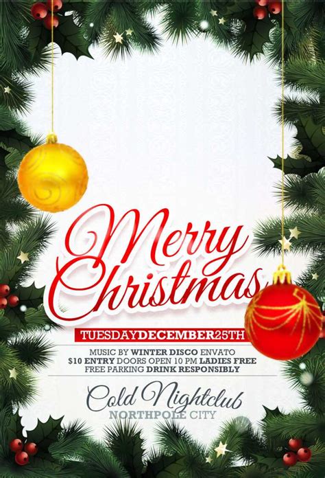 Free Printable Christmas Party Invitations Templates – Demplates throughout Christmas Brochure ...